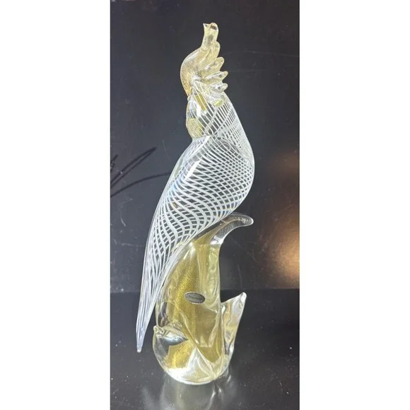 Formia Birds Murano gold Fleck White Optic Glass Cockatoos (FP) - Picture 8 of 16